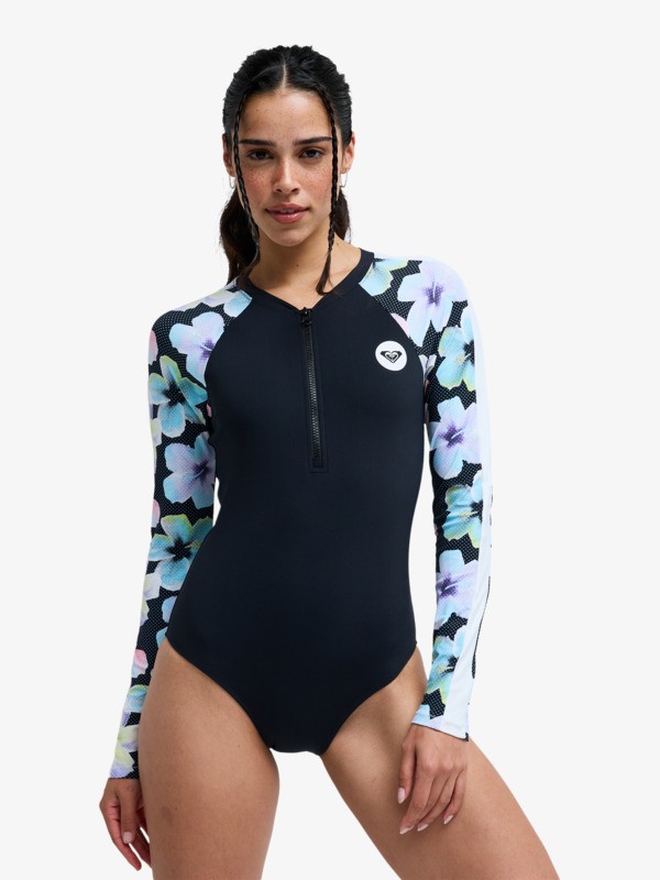 0 Roxy Active - Maillot une pi&egrave;ce manches longues pour Femme Noir ERJWR03927 Roxy