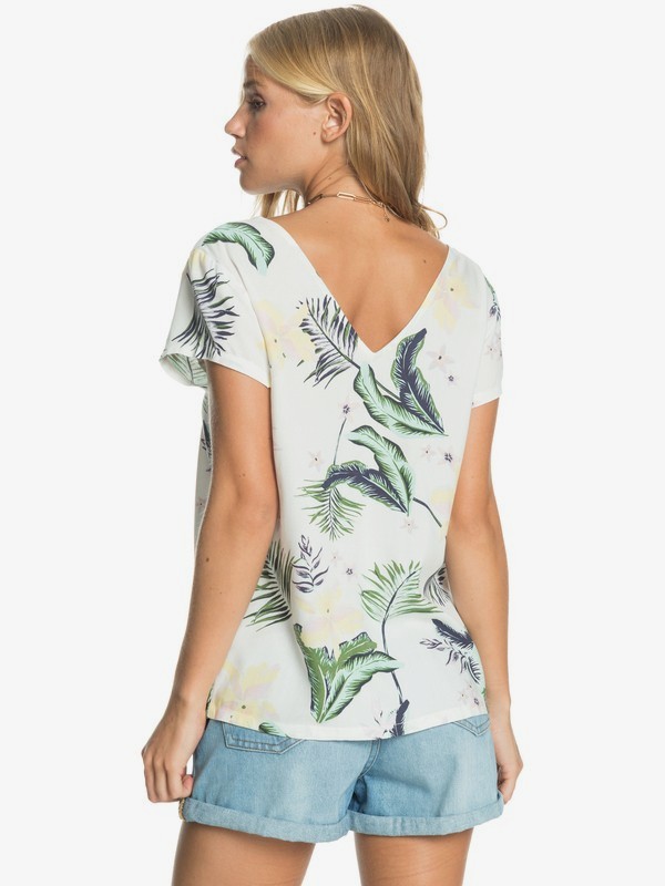 4 Paradise Stories - Short Sleeve Viscose Top for Women White ERJWT03467 Roxy
