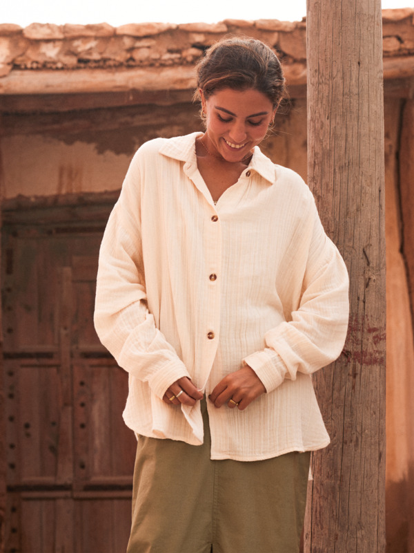 1 Morning Time - Long Sleeves Shirt for Women Beige ERJWT03639 Roxy