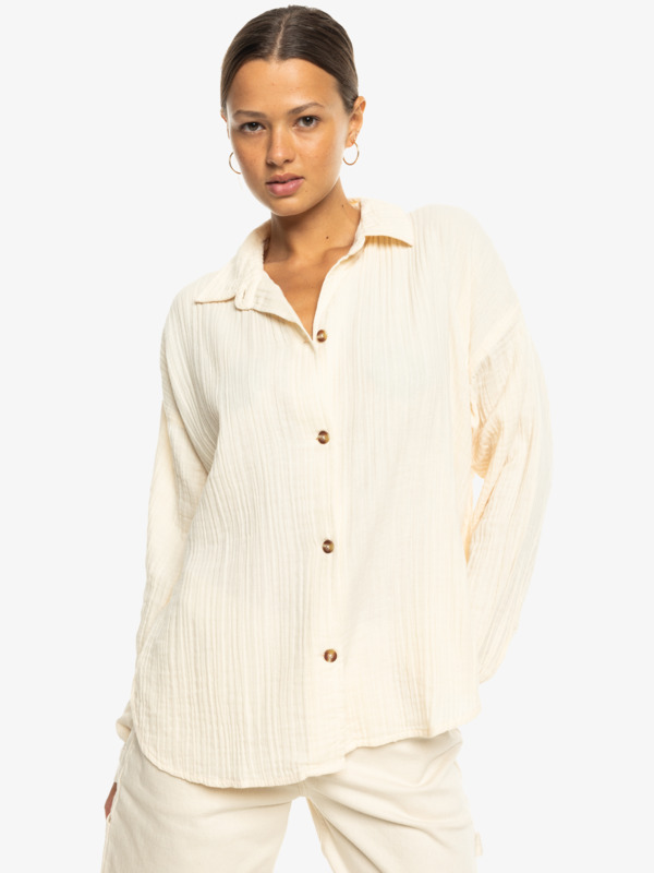 6 Morning Time - Camicia a maniche lunghe da Donna Beige ERJWT03639 Roxy