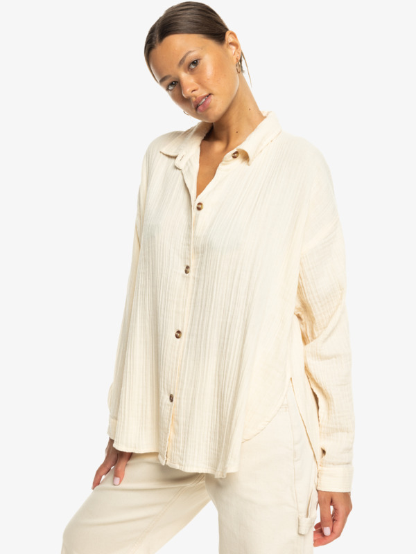 7 Morning Time - Long Sleeves Shirt for Women Beige ERJWT03639 Roxy