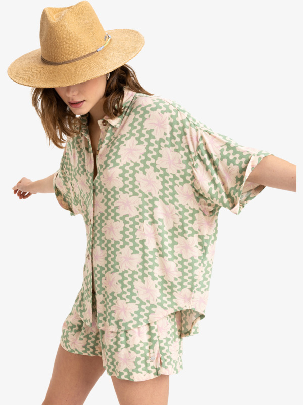 1 Beach Nostalgia - Camicia a maniche corte da Donna Green ERJWT03665 Roxy