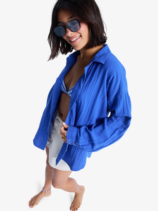 6 Morning Time - Camisa de manga comprida oversized para Mulher Roxo ERJWT03674 Roxy