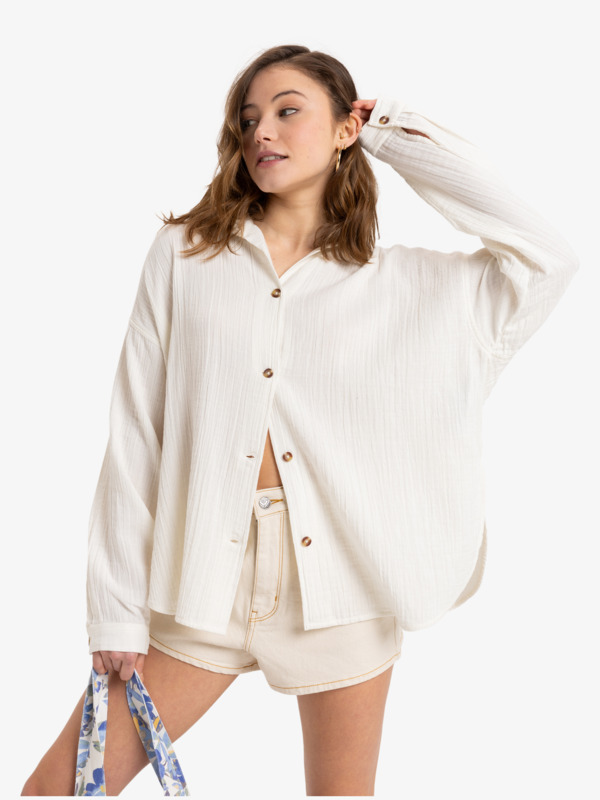 0 Morning Time - Camisa Amplia de Manga Larga  para Mujer Blanco ERJWT03674 Roxy