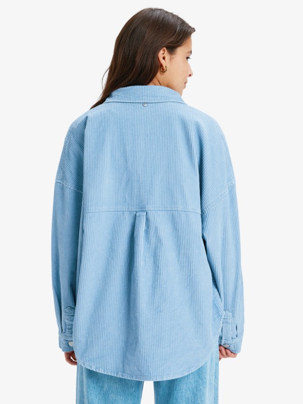 4 Kick Back Washed Cord - Veste chemise boutonnée pour Femme Bleu ERJWT03697 Roxy