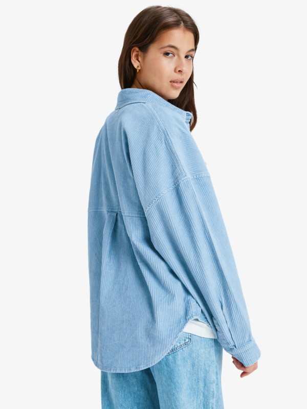 5 Kick Back Washed Cord - Veste chemise boutonnée pour Femme Bleu ERJWT03697 Roxy