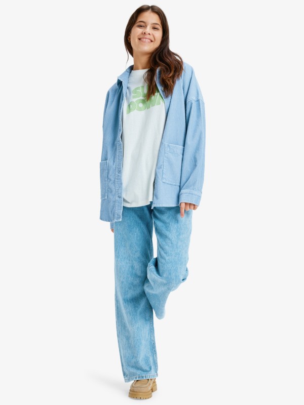 3 Kick Back Washed Cord - Veste chemise boutonnée pour Femme Bleu ERJWT03697 Roxy