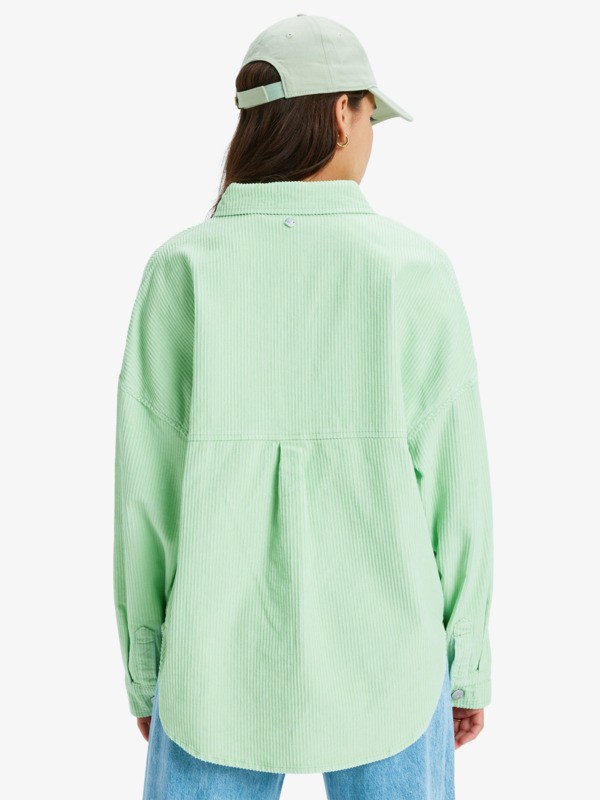 6 Kick Back Washed Cord - Giacca camicia con bottoni da Donna Green ERJWT03697 Roxy
