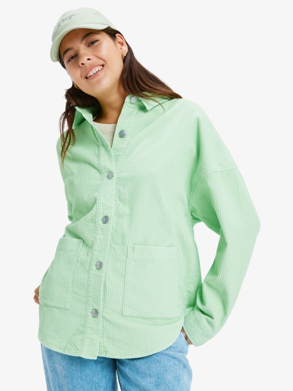 1 Kick Back Washed Cord - Giacca camicia con bottoni da Donna Green ERJWT03697 Roxy