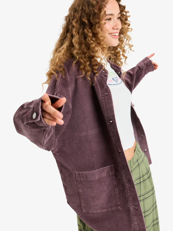 6 Kick Back Washed Cord - Button Down Shirt Jacket for Women Red ERJWT03697 Roxy