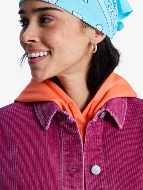 2 Kick Back Washed - Übergroße Kordjacke für Frauen Rot ERJWT03697 Roxy