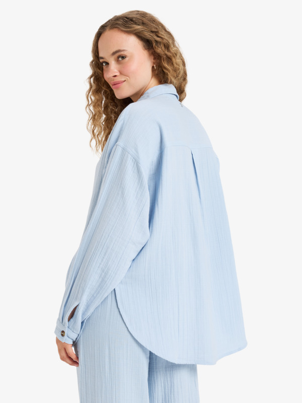 4 Morning Time - Oversized overhemd met lange mouw voor Dames Blue ERJWT03698 Roxy