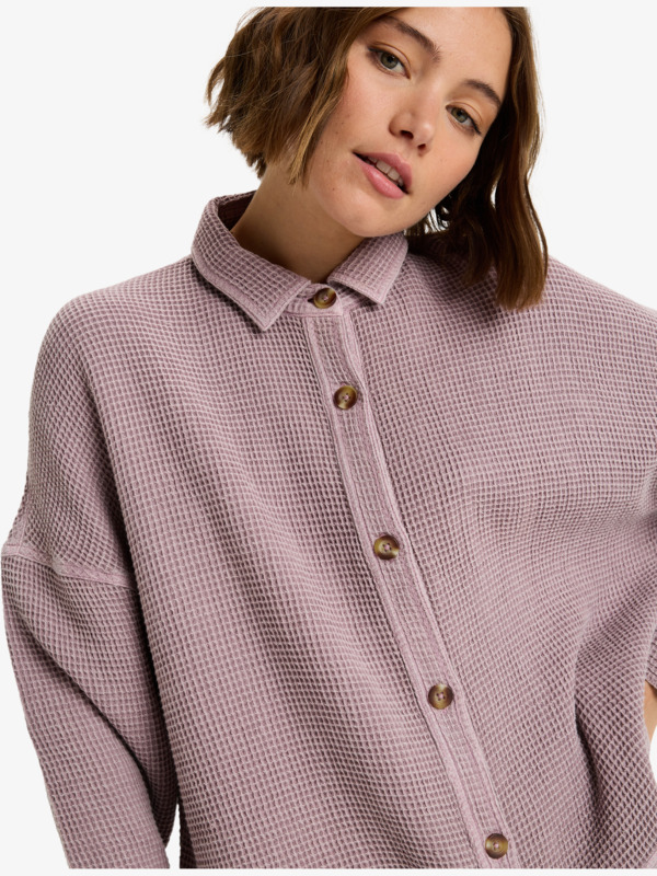 5 Hike Away - Long Sleeve Collared Button Up Shirt for Women Purple ERJWT03706 Roxy