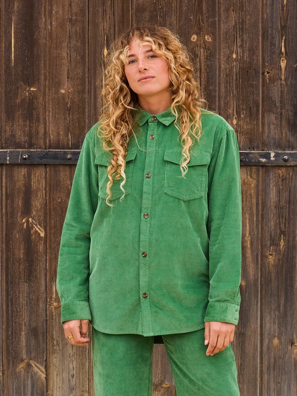 0 Let It Go Cord - Camicia in Velluto a Maniche Lunghe da Donna Green ERJWT03722 Roxy