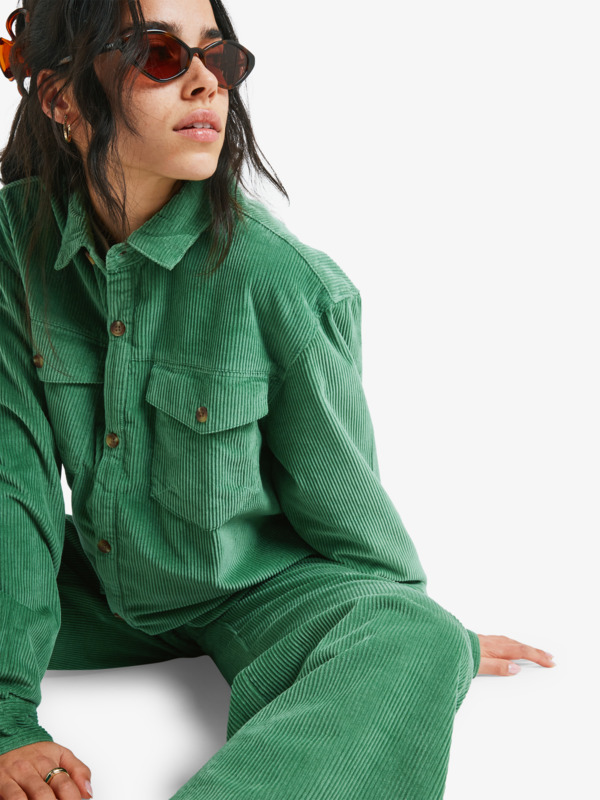 6 Let It Go Cord - Camisa de manga larga para mujer Verde ERJWT03722 Roxy