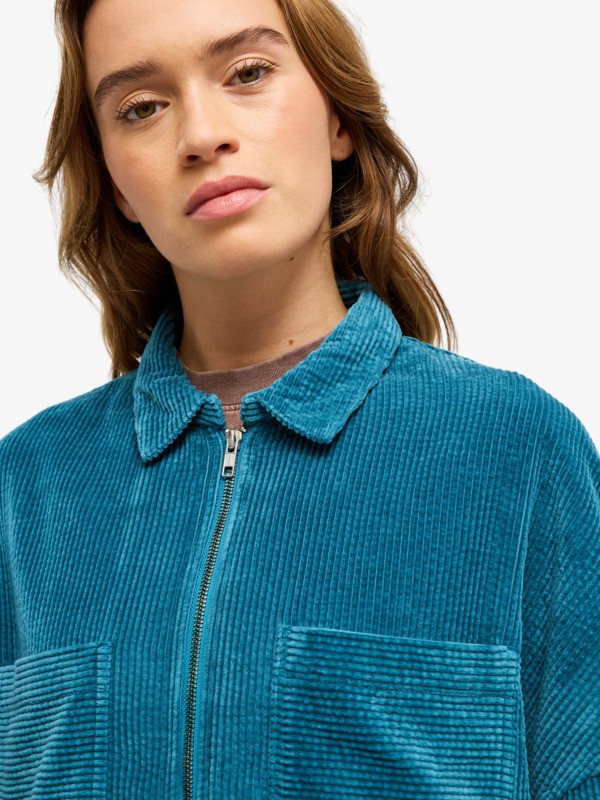 Chilled Out Washed - Women's Blue Zip-up Corduroy Jacket | Roxy