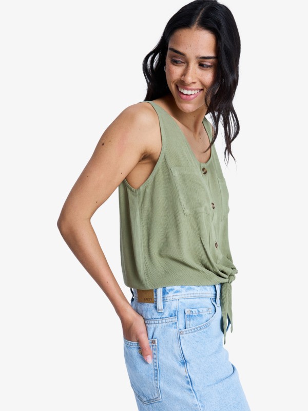 1 Tropical Hill - &Auml;rmellose Bluse f&uuml;r Frauen Gr&uuml;n ERJWT03734 Roxy