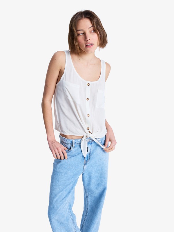 0 Tropical Hill - Blusa sin mangas para mujer Blanco ERJWT03734 Roxy