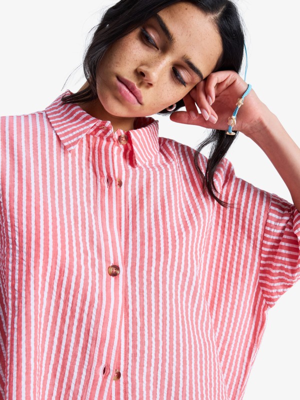 0 Beachy Nostalgia - Camisa de manga curta para Mulher Vermelho ERJWT03738 Roxy