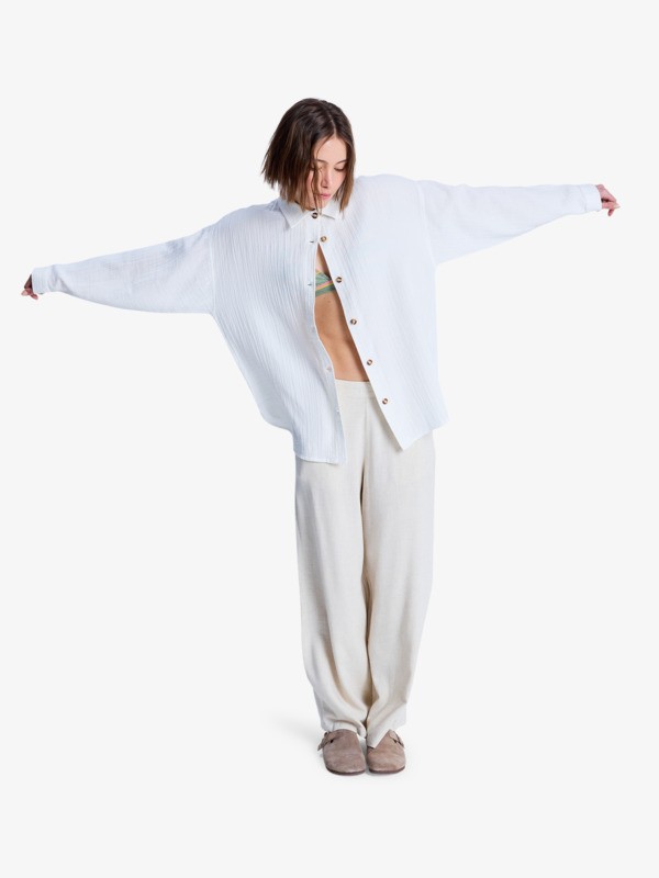 4 Morning Shine - Camisa de manga comprida para Mulher Branco ERJWT03739 Roxy