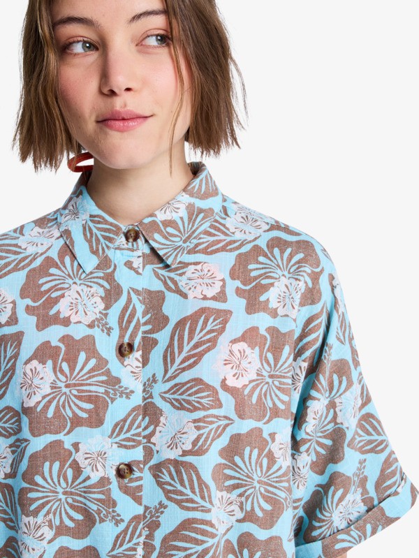 2 Beachy Nostalgia - Overhemd met Korte Mouwen voor Dames Brown ERJWT03746 Roxy