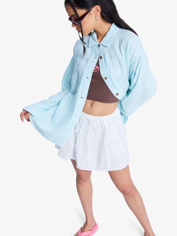 0 Morning Shine Stripe - Chemise manches longues pour Femme Blanc ERJWT03747 Roxy