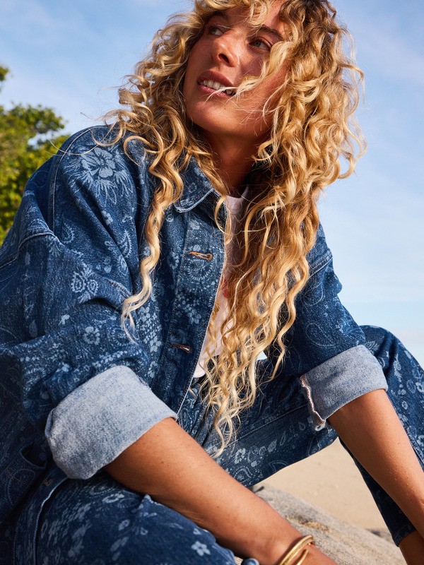 1 Kick Back Washed - Overshirt voor Dames Blue ERJWT03750 Roxy