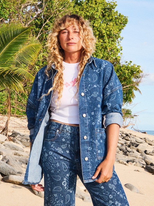 0 Kick Back Washed - Overshirt voor Dames Blue ERJWT03750 Roxy