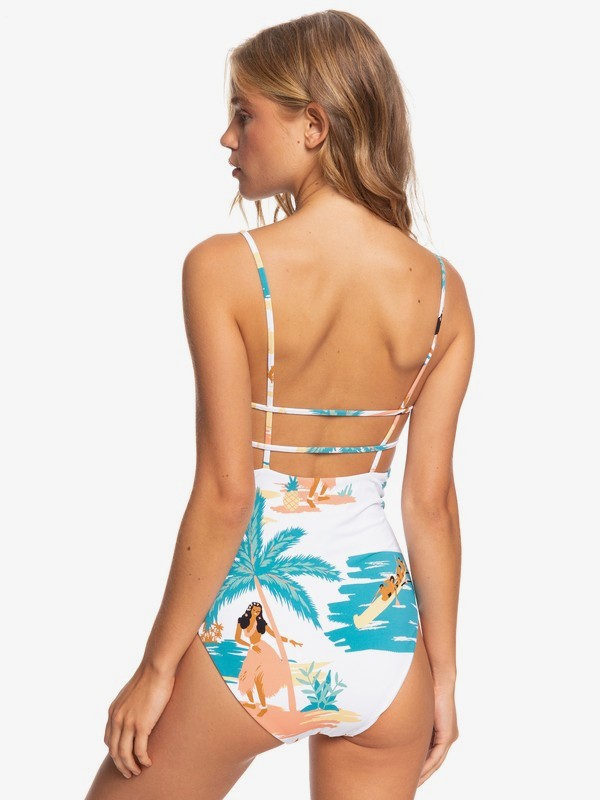 4 Printed Beach Classics 2021 - One-Piece Swimsuit for Women White ERJX103225 Roxy