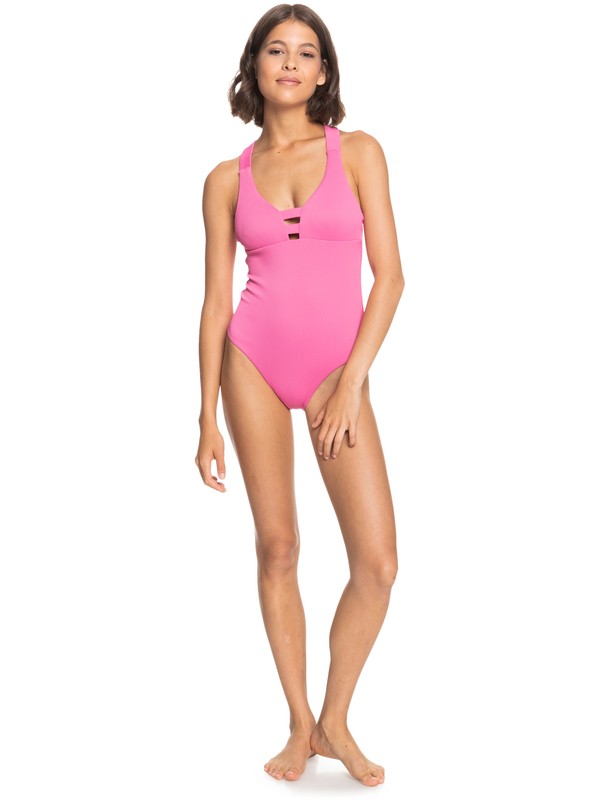 5 Roxy Love Rib Asia - Maillot une pièce pour Femme Rose ERJX103414 Roxy