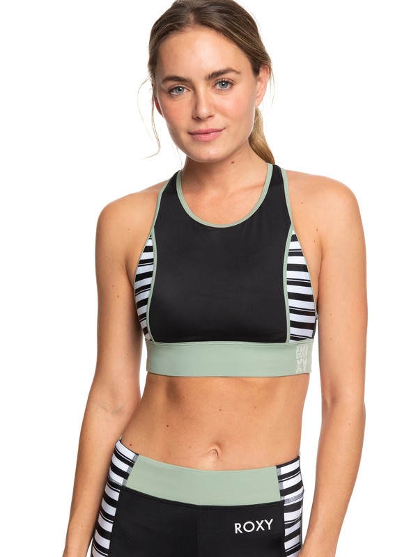 0 ROXY Fitness - Crop Top Bikini Top for Women Preto ERJX303976 Roxy