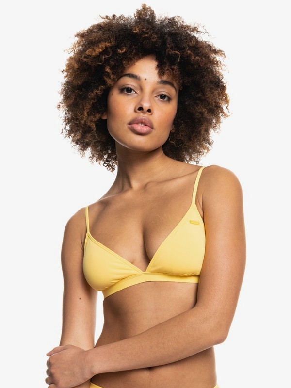 2 Beach Classics - Fixed Tri Bikini Top for Women Yellow ERJX304068 Roxy