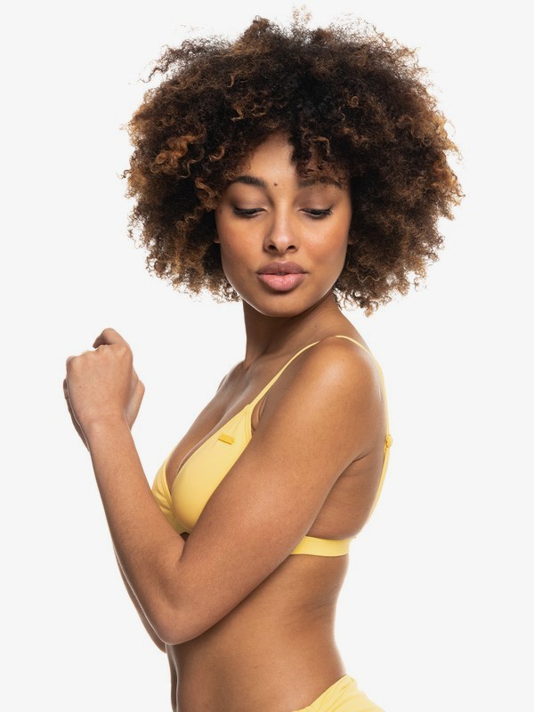3 Beach Classics - Fixed Tri Bikini Top for Women Yellow ERJX304068 Roxy