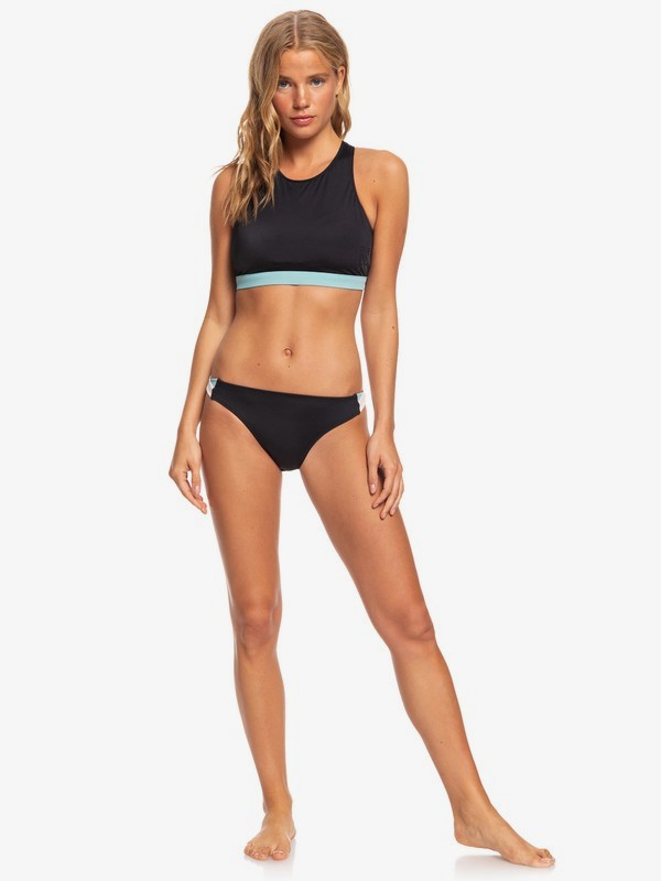 2 ROXY Fitness - Crop Top Bikini Top Preto ERJX304154 Roxy