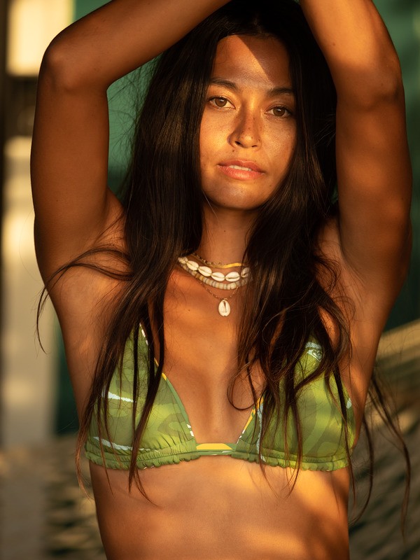 3 Wildflowers - Reversible Tiki Tri Bikini Top for Women Green ERJX304423 Roxy