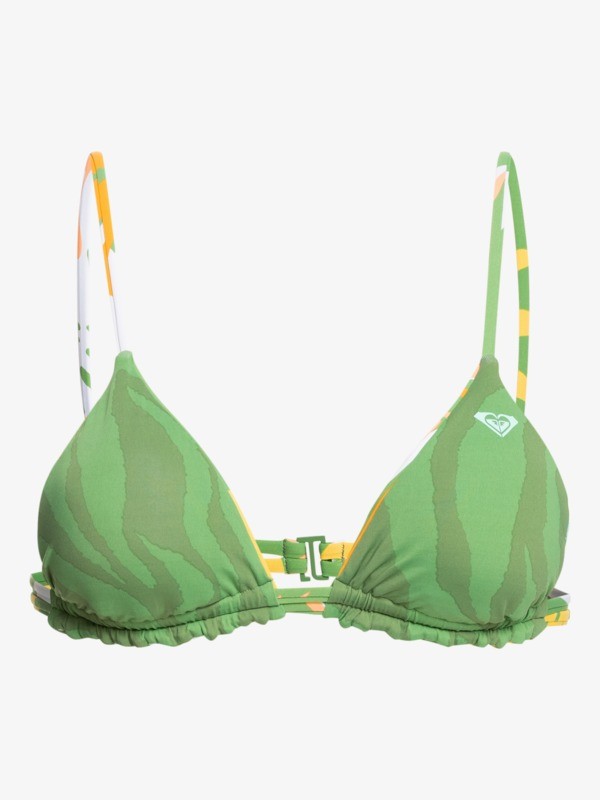 12 Wildflowers - Reversible Tiki Tri Bikini Top for Women Green ERJX304423 Roxy