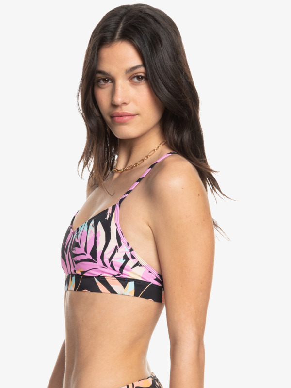 1 Roxy Active - Top de Bikini Bralette para Mujer - Negro Negro ERJX304960 Roxy