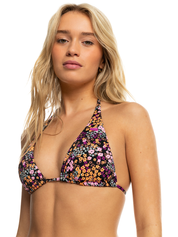 2 Printed Beach Classics - Tiki Tri Bikini Top for Women Black ERJX305080 Roxy
