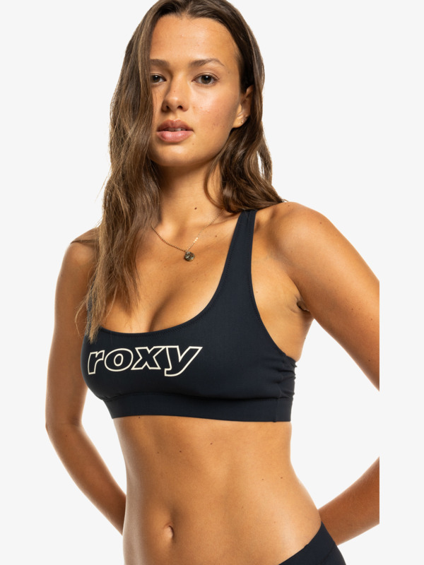 1 Roxy Active - Reggiseno bikini con copertura completa da Donna Black ERJX305328 Roxy