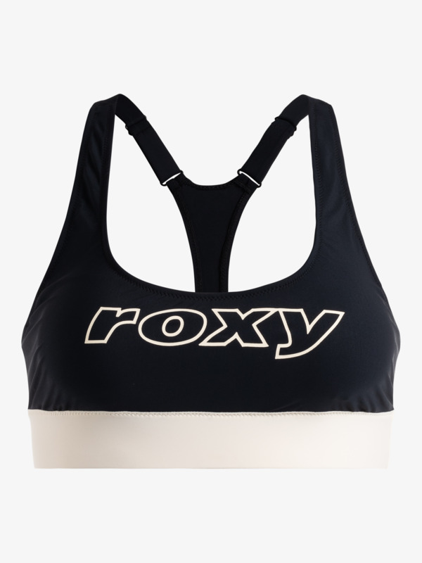 11 Roxy Active - Top de bikini de cobertura completa para Mujer Negro ERJX305329 Roxy