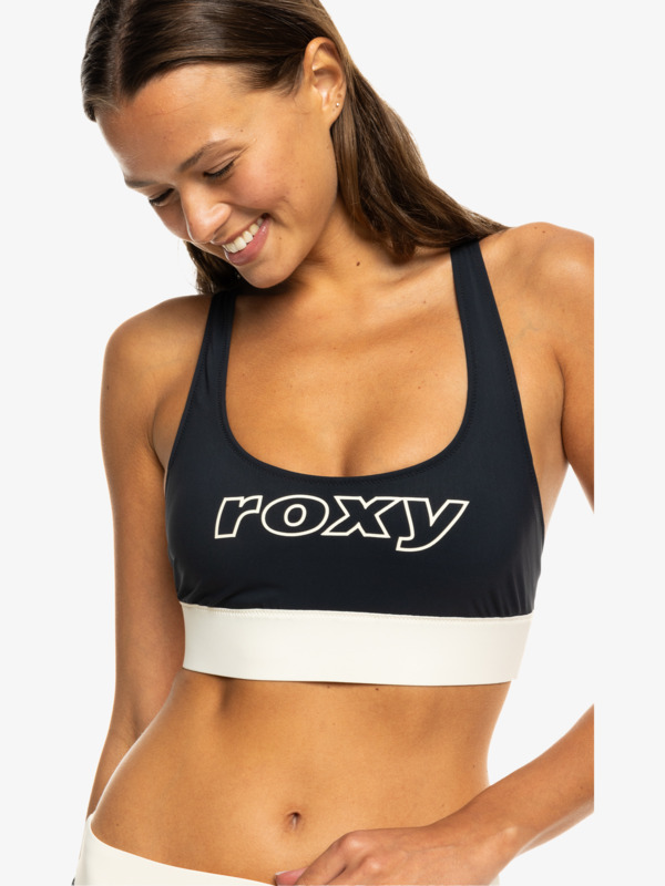 6 Roxy Active - Reggiseno bikini con copertura completa da Donna Black ERJX305329 Roxy