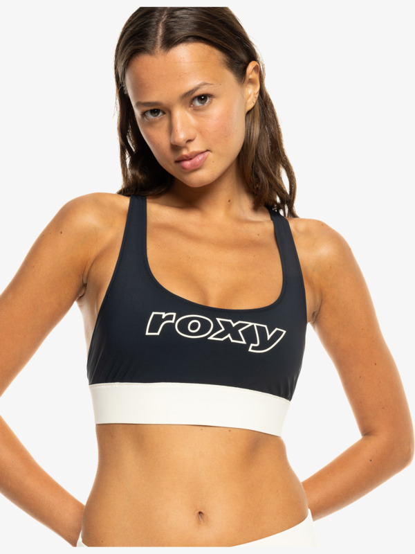 7 Roxy Active - Top de bikini de cobertura completa para Mujer Negro ERJX305329 Roxy