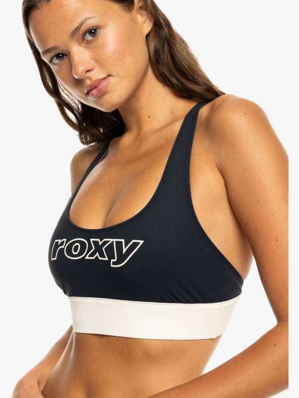 8 Roxy Active - Top de bikini de cobertura completa para Mujer Negro ERJX305329 Roxy