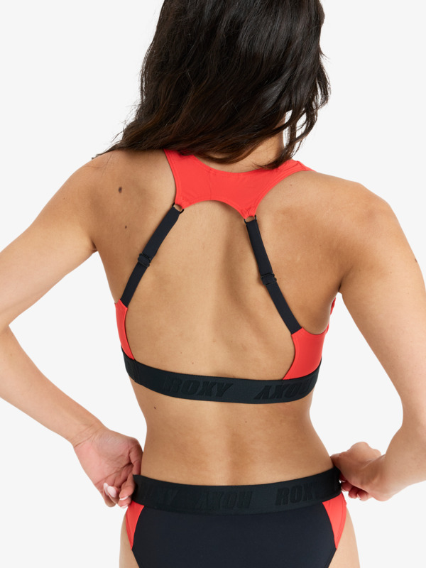 3 Roxy Active Colorblock  - Haut de maillot de bain Crop top Femme Rouge ERJX305444 Roxy