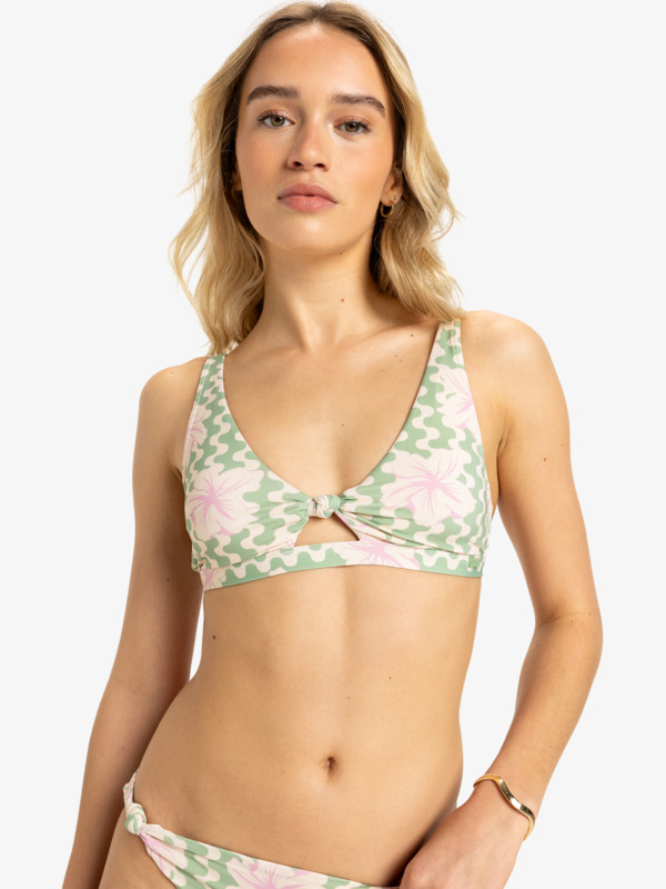 0 Hibiscus Daze - Medium Coverage Bikini Top for Women Green ERJX305452 Roxy