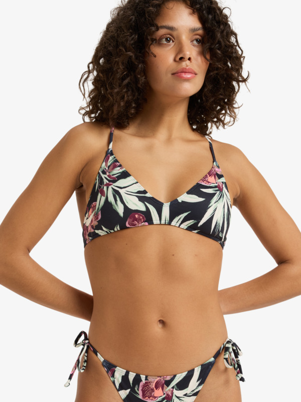 4 Pt Beach Classics Strappy Bra - Bikini Top for Women Black ERJX305558 Roxy