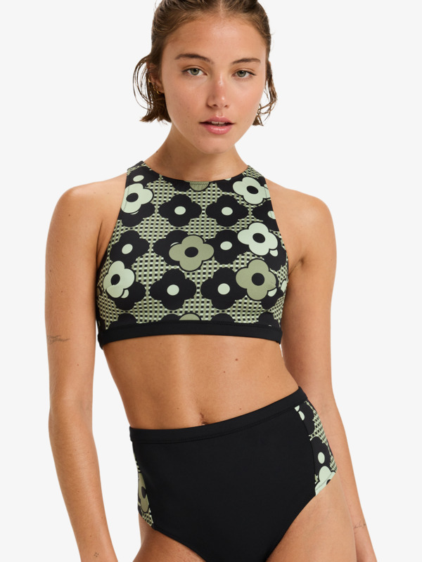 0 Roxy Pro Wave Crop Top Pt - Parte de cima de biquíni para Mulher Preto ERJX305583 Roxy