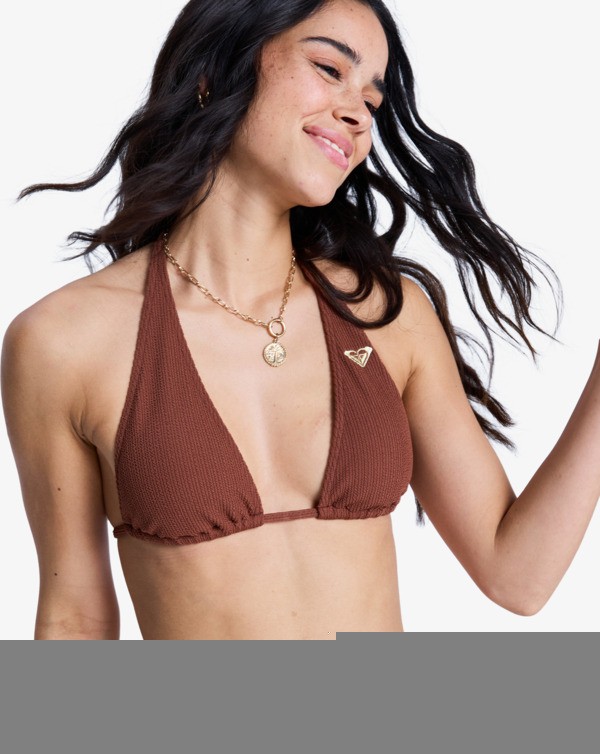0 Roxy Sunshine Tiki Tri - Triangle Bikini Top for Women Brown ERJX305636 Roxy