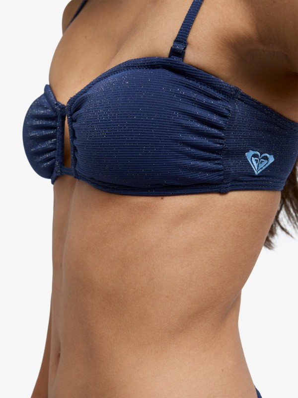 3 Roxy Shine - Bandeau Bikini Top for Women Blue ERJX305684 Roxy