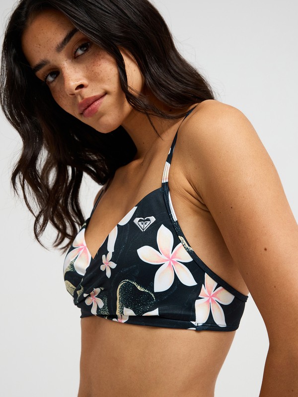 2 Printed Essentials Wrap Bra Schwarz ERJX305694 Roxy